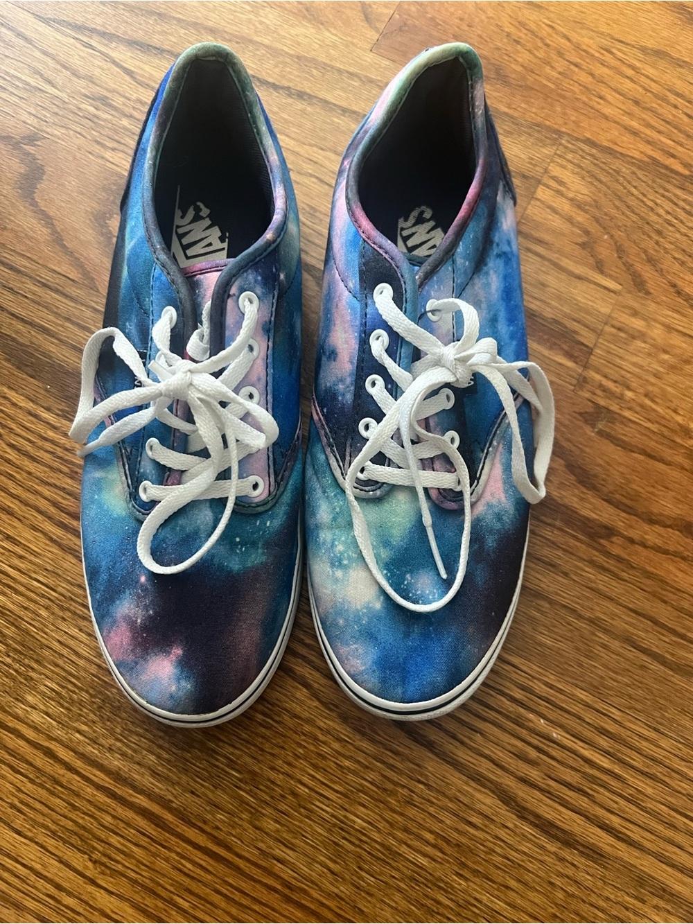 Vans Womens Canvas Galaxy Print Lace-Up Sneakers - Blue, Purple, Pink